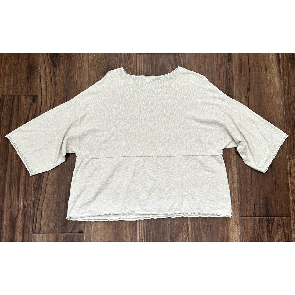Pure Jill Kimono Cotton Linen Knit Top Oatmeal Beige Oversized Medium 1333513 - Picture 2 of 9